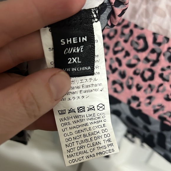 SHEIN Curve Plus Colorblock Leopard Long Sleeve Blouse Top Size 2X - Picture 5 of 9